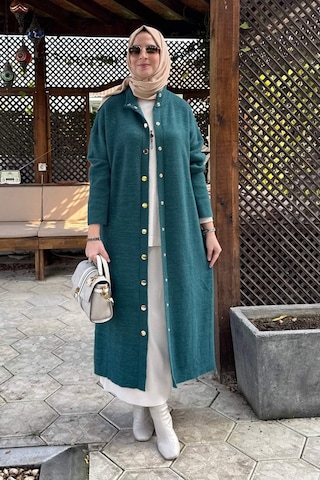 Rabia Şamlı Yakut Angora Triko Kap Zümrüt Çok Renkli