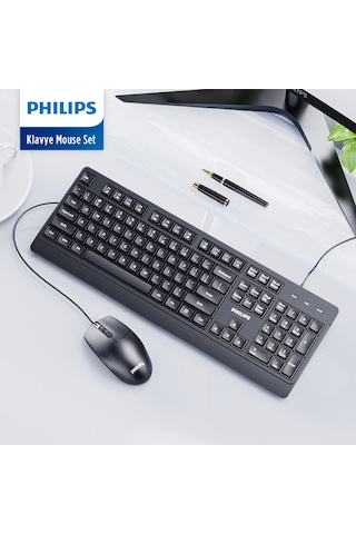 Philips Spt6247 Kablolu Türkçe Q Klavye Ve Mouse Seti Siyah