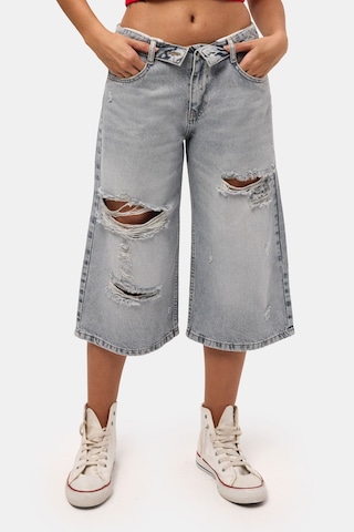 Itsbasic Kadın Kot Rengi 12s6-159 Straight Fit Maxi Bermuda Denim Şort Çok Renkli