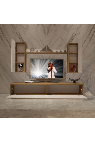 Decoraktiv Eko 5db Mdf Std Tv Ünitesi Tv Sehpası Pera - Beyaz