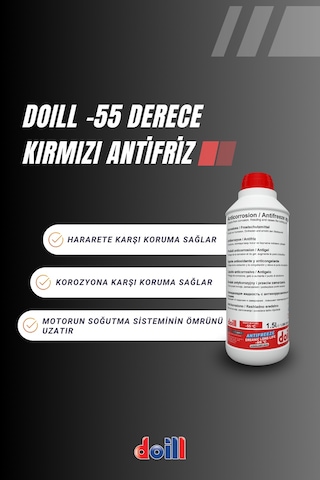 Doill -55 / -56 Derece Hazır Karışım  1.5 Litre Kırmızı Organik Antifriz - G12