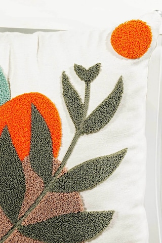 Bohem Tarzı Punch Nakışlı Kırlent Kılıfı 45x45 Cm, Beyaz Kumaş, Dekoratif Yastık Kılıfı Karışık/Çok Renkli