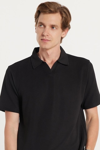 Tudors Erkek Standart Fit Normal Kesim Pamuklu Polo Yaka Beli Bağcıklı Siyah Şort Takım-35598 Siyah