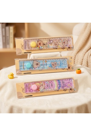 Bakgelal Eğlenceli Oyunlu Kapibara Cetvel 15cm - Eğlenceli Kapibara Figürlü İnteraktif Okul Cetveli - 9086613554483 Çok Renkli