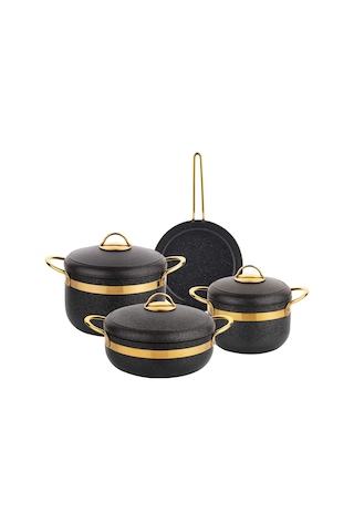 Schafer Goldie 7 Parça Granit Tencere Seti Siyah