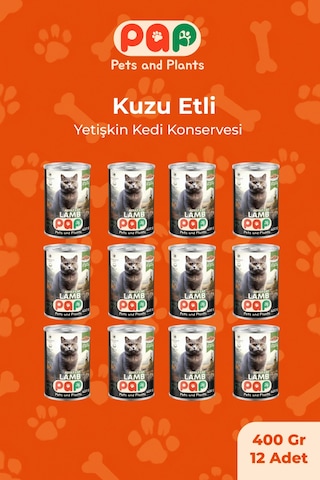 Pets And Plants Kuzu Etli Yetişkin Kedi Konservesi 12 x 400 G