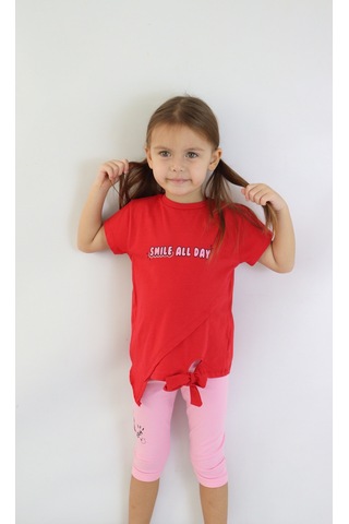 Harika Kids Kız Çocuk Kaprili Kısa Kollu Yazlık Basic Takım 2-5 Yaş 001