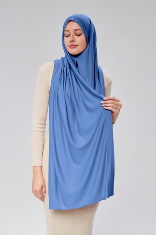 Sonbaharmoda Kadın Tesettür Penye Şal Hazır Pratik Geçmeli Kolayca Takabilir Uzun Dört Mevsim Pamuklu Şal Kot Rengi