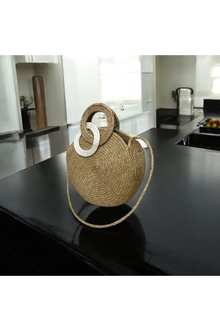 Silindir Hasır Çanta, Yuvarlak Tasarım Çanta, Silindir Omuz Çantası, Sonsuzluk Çantası