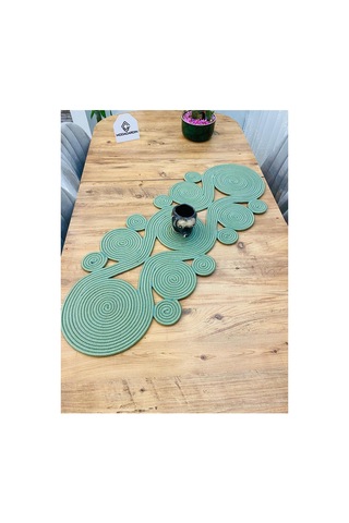 Jüt, Hasır,sarmal Model, Dekoratif Masa Örtüsü, Runner 40x110 Cm, Sehpa Örtüsü, Bohem Tarzı Yeşil Yeşil