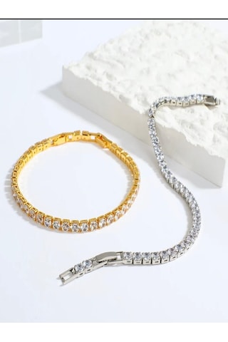 Kadın Çelik Kare Kesim Su Yolu Gold Bileklik Gold