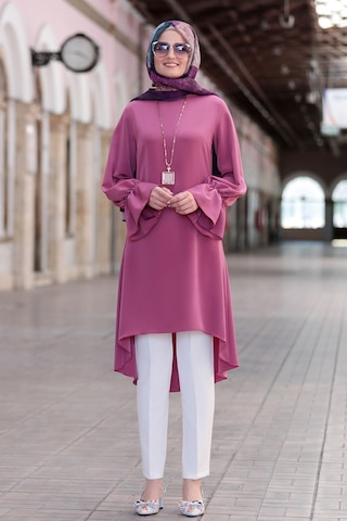 Feryal Büyük Beden Pantolon Tunik Tesettür Takım Gülkurusu