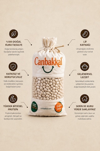 Canbakkal Yerli Şeker Fasulyesi İnce Kabuklu Kuru Fasulye 1 KG