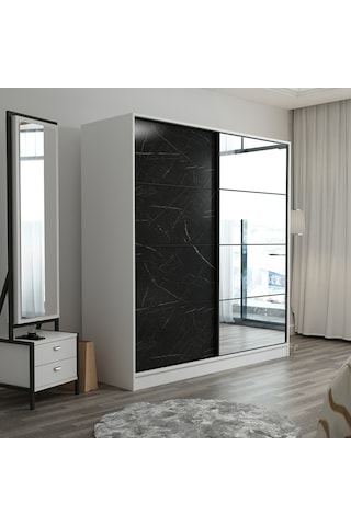 Minarmobilya Minar Kale210Y 2K Sürgülü Dlp 220G Cm - Byz Aynalı Royal Mermer