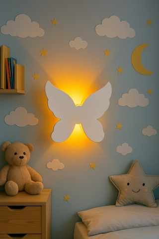 3d Design Kelebek Pilli Dekoratif Duvar Aydınlatması Aplik Gece Lambası Pembe