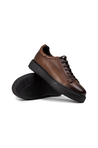 Deery Hakiki Deri Taba Rengi Erkek Sneaker Ayakkabı - 01954Mtbae02 Taba