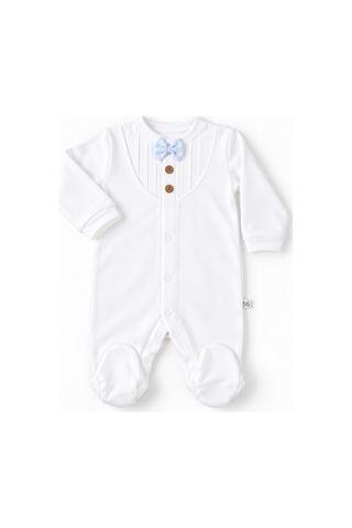 Babyhola Organik %100 Pamuk Kız Erkek Bebek Yenidoğan Tulum Zıbın Battaniye 8'li Set 0-3 Ay Hediyeli Mavi
