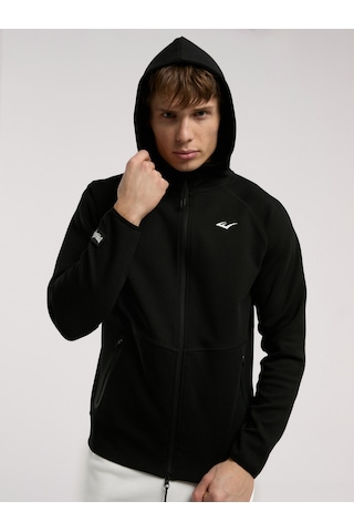 Everlast Champions Collection Siyah Erkek Yüksek Yaka Full Zip Kapüşonlu Sweatshirt Siyah