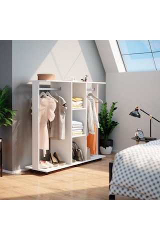 Funda Açık Giyinme Dolabı Çok Amaçlı Dolap Gardırop 80 Cm Beyaz