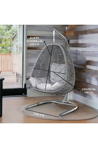 Tu Tienda Rattan Tek Kişilik Bahçe Balkon Ev Salıncağı,beyaz Krem 2