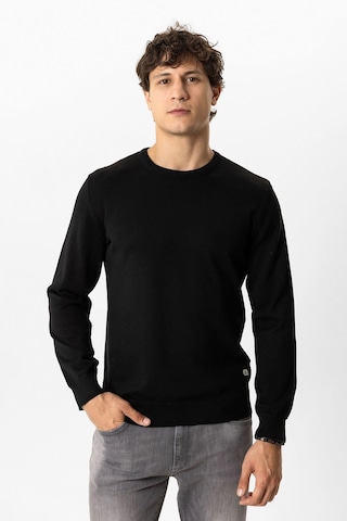 Back And Bond Siyah Regular Fit Bisiklet Yaka Pamuklu Triko Kazak