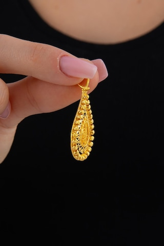 14 Ayar Altın Mini Dorika Top Detaylı Tuğra Kolye Ucu Beyaz Altın