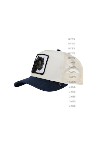 Caxis Spor Hayvan Figürlü Şapka Unisex Arkadan Ayarlanabilir Cap Lacivert Siperli Krem // Panter