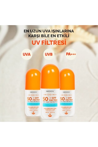 Nedox Leke Karşıtı Tüm Ciltler için Nemlendirici Güneş Kremi SPF 50+ 100 ML