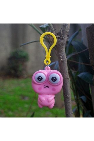 Anahtarlık Sevimli Emoji Göz Anahtarlık Pembe