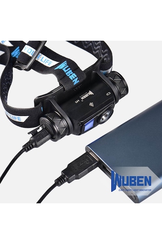 Wuben H1 1200 Lümen Şarj Edilebilir Outdoor Kafa Lambası Kırmızı Işıklı & High Crı Yardımcı Led'li Kamp Ve Doğa Feneri Siyah