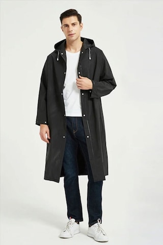 Unisex Kadın Ve Erkek Yağmurluk %100 Eva Çıtçıtlı Kapüşonlu Siyah