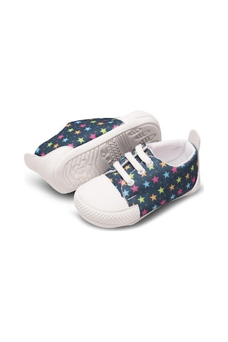 Baby Shez Yıldız Desenli Convers Bebek Patik Ayakkabı Krem