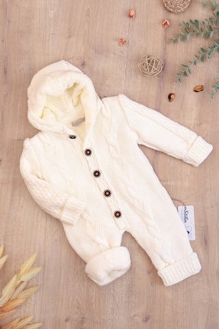 Sitilin Kız Erkek Bebek Triko Kışlık Krem Tulum Mont Tavşan Kapşonlu Stl6824 Krem