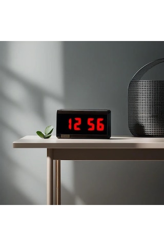 Çift Taraflı Dijital Led Duvar Ve Masa Saati Ve Derece - Kırmızı Kasa Ölçüleri: 7x17 Cm
