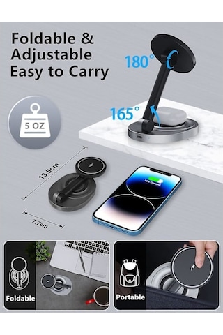 Magnetisk Trådlös Laddningsstativ För Magsafe-laddare, Hopfällbar 15w Snabb Trådlös Laddningsstation För Iphone 14/13/12