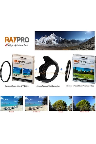 Raypro 67Mm Uv Filtre + Polarize Filtre + Parasoley Seti Nikon