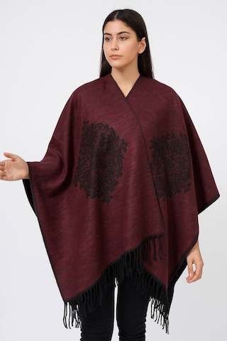 Aldaıyr Kadın Kışlık Çift Taraflı Panço Omuz 140x140 Çok Renkli30