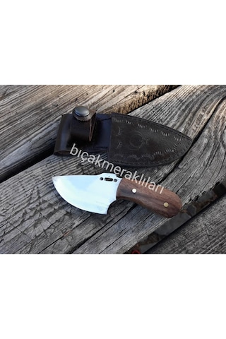 Mini Av Kamp Bıçağı-El İşçiliği 12 CM Toplam Boy Kök Ceviz Kahverengi
