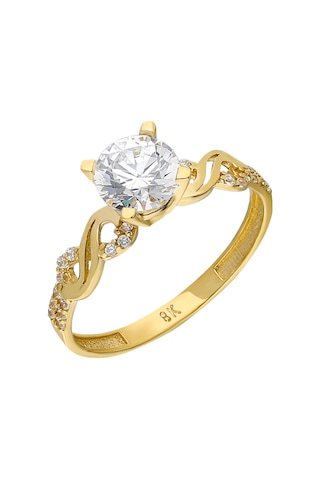 Chavin 1,2 Carat Tek Taş Sonsuzluk Sarı Altın Yüzük Du30