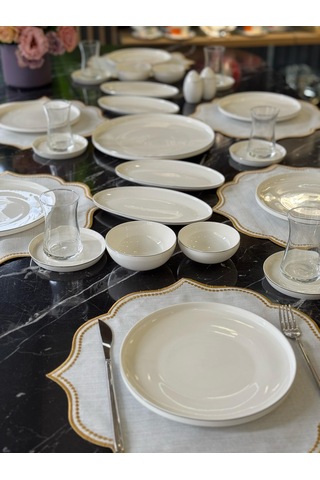 Lorelei 29 Parça Porselen Kahvaltı Takımı Silver-4804 Beyaz