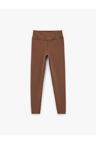 Koton Yüksek Bel Skinny Fit İnterlok Dikiş Detaylı Spor Tayt Kahverengi 6wak40046nk Kahve