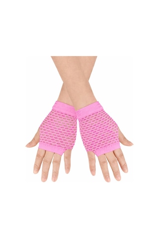 Generic 80 Ler 90 Lar Retro Neon Pembe File Parmaksız Kısa Eldiven 11 Cm