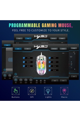 Mufunye "hxsj X400 Profesyonel Oyun Faresi: 12800 Dpı, 7 Programlanabilir Tuş, Rgb Aydınlatma, Ergonomik Tasarım" 001