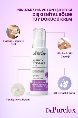 Dış Genital Bölge İçin Hassas Tüy Dökücü Krem Pürüzsüz His Ve Ton Eşitleyici 100 Ml