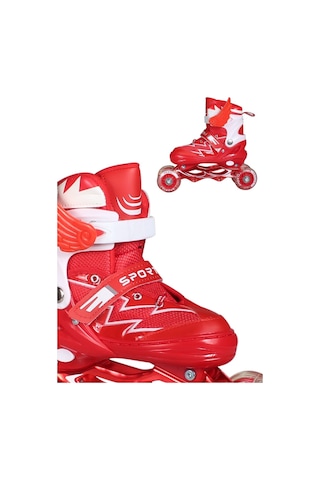 Işıklı Silikon Tekerli Paten Kız Erkek Çocuk Pateni Çantalı 2+2 4 Dört Tekerlekli Paten 3 İn 1