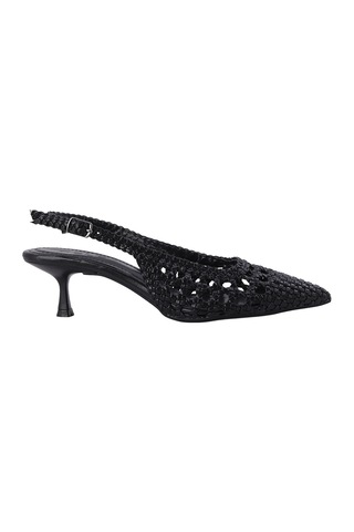 Feles Kadın Örgü Desenli Slingback Topuklu Ayakkabı Tokalı Siyah Feles Kadın Örgü Desenli Slingback Topuklu Ayakkabı Tokalı Siyah