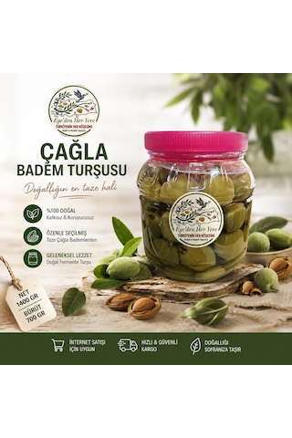 Çağla Badem Turşusu Gurme Serisi Geleneksel Ev Yapımı Net:1400 Gr Brüt 850 Gr