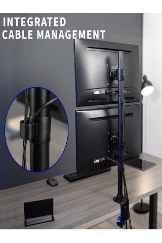 Techly 13-27 Inç Arası 2 Monitör Için Kelepçeli Masa Üstü Standı
