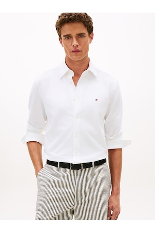 Tommy Hilfiger Performance Pıque Oxford Erkek Beyaz Uk Gömlek - Mw0mw41781