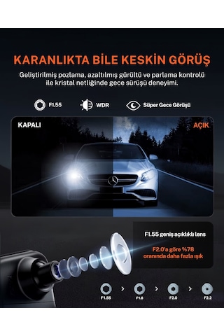 70mai S410 Dikiz Aynalı Araç İçi Kamera+ Rc15 Arka Kamera Seti